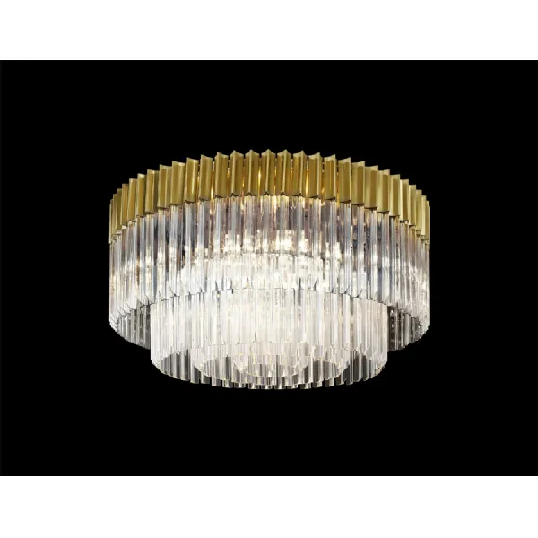 Aldershot 80cm Ceiling Round 12 Light E14, Brass Clear Sculpted Glass, Item Weight: 28.4kg