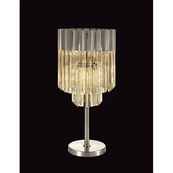 Aldershot 30 x H65cm Table Lamp 3 Light E14, Polished Nickel Clear Sculpted Glass
