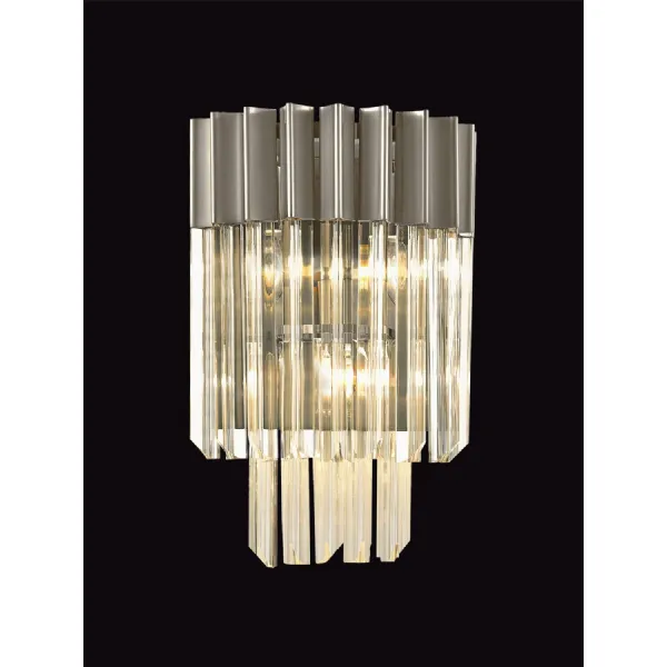 Polished Nickel Clear Sculpted Glass 3 Light Ceiling Pendant
