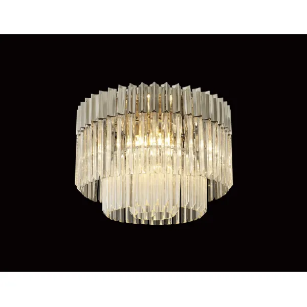 Polished Nickel Clear Sculpted Glass Ceiling Pendant Light