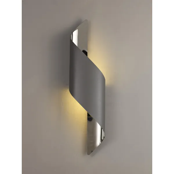 Chichester Wall Lamp Large, 1 x 8W LED, 3000K, 640lm, Anthracite Polished Chrome, 3yrs Warranty