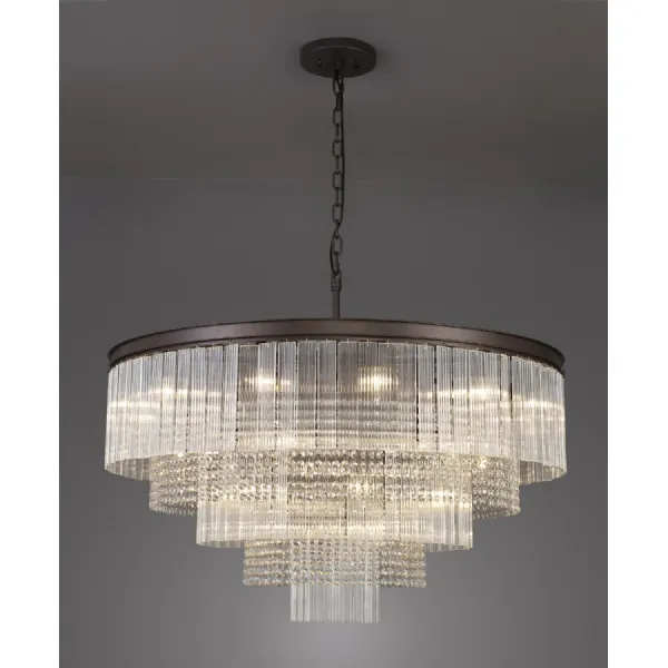 Greenwich Large 3 Tier Round Pendant, 27 Light E14, Brown Oxide, Item Weight: 28.6kg