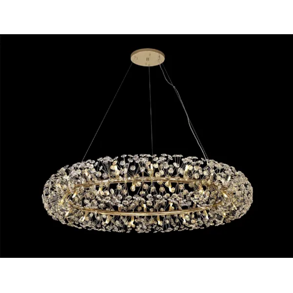 Camden Pendant 1.4m Ring 36 Light G9 French Gold Crystal, Item Weight:19.4kg