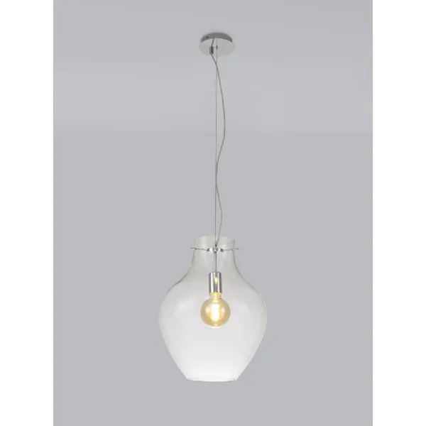 Witham Pendant 38cm Round, 1 x E27, Chrome And Clear