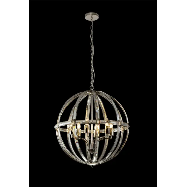 Woolwich Large Round Pendant, 6 Light E27, Polished Nickel