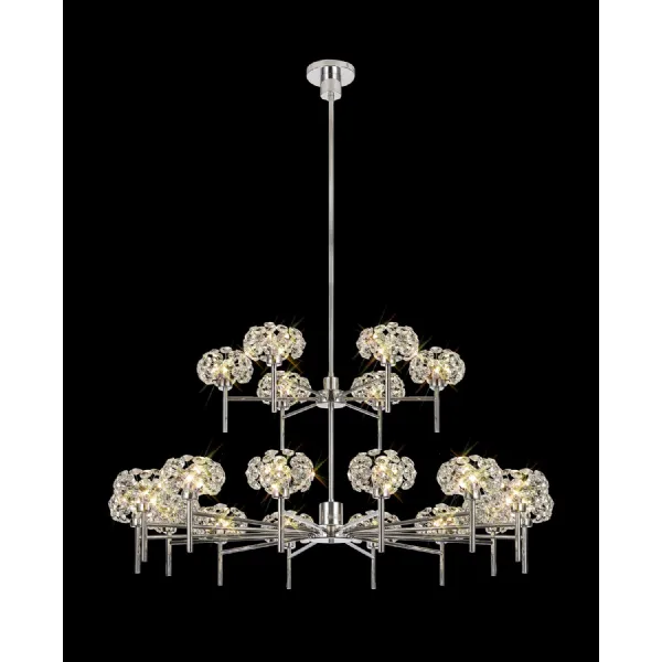 Polished Chrome Clear Crystal 2 Tier Pendant 20 Light