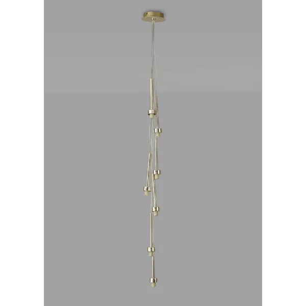 Abingdon French Gold 7 Light G9 Universal 1.5m Cluster Pendant, Suitable For A Vast Selection Of Glass Shades