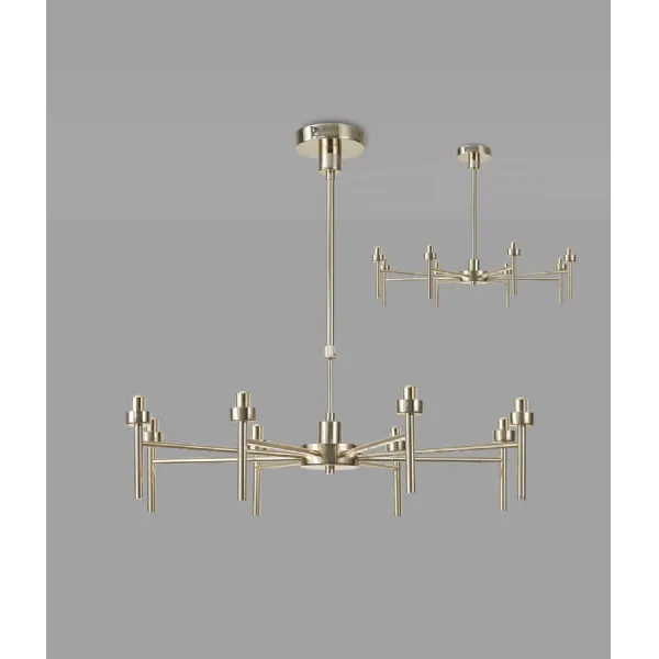 Abingdon French Gold 8 Light G9 Universal Telescopic Semi Flush, Suitable For A Vast Selection Of Glass Shades