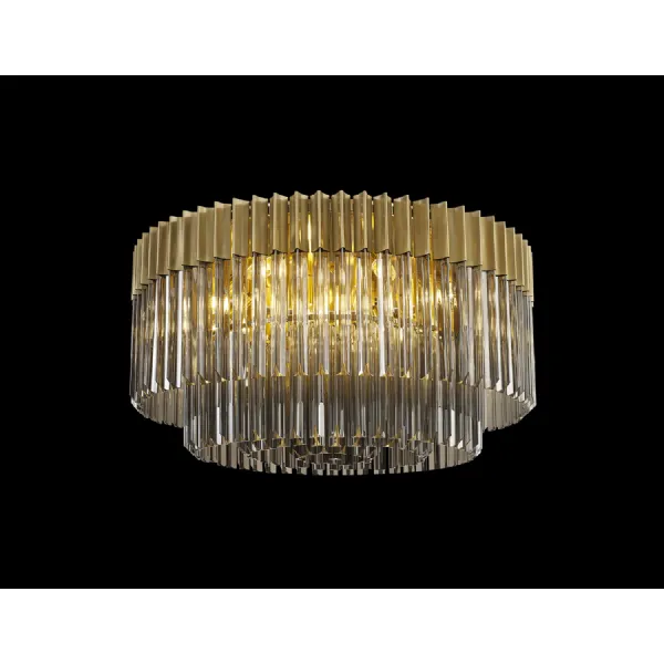 Aldershot 80cm Ceiling Round 12 Light E14, Brass Smoke Sculpted Glass, Item Weight: 28.4kg