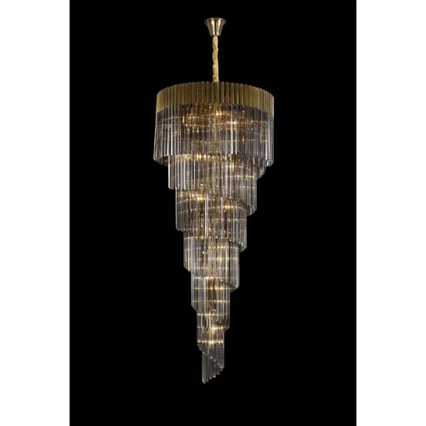 Brass and Smoked 7 Layer Spiral Pendant 31 E14 Light