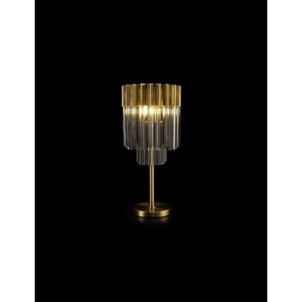 Aldershot 30 x H65cm Table Lamp 3 Light E14, Brass Smoke Sculpted Glass