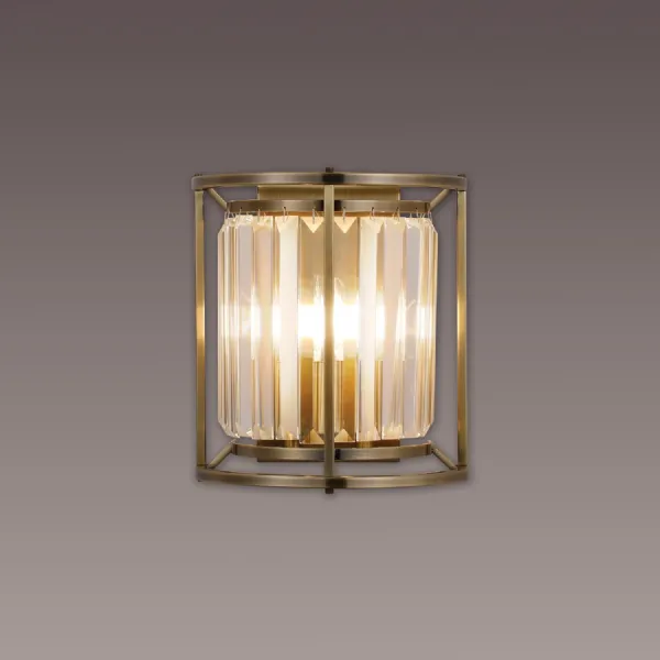 Erith Wall Lamp, 2 x E14, Antique Brass Clear