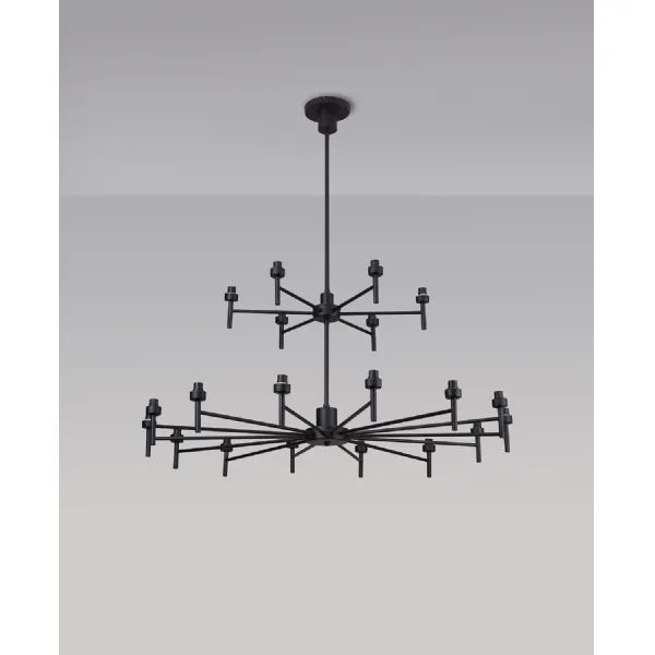 Abingdon Satin Black 20 Light G9 Universal 2 Tier Light, Suitable For A Vast Selection Of Glass Shades
