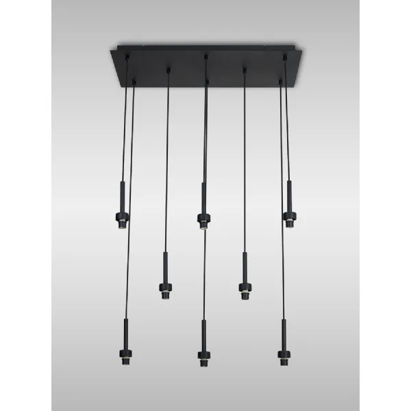 Abingdon Satin Black 8 Light G9 Universal 2m Rectangle Multiple Pendant, Suitable For A Vast Selection Of Glass Shades