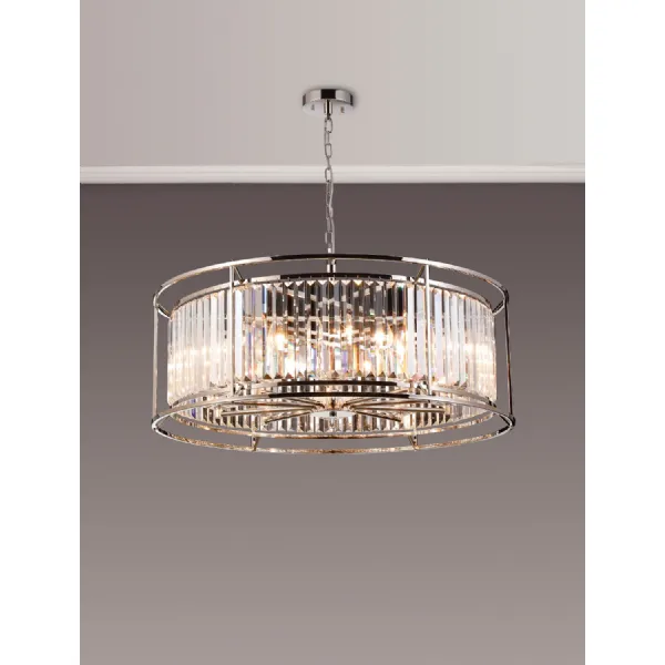 Erith Pendant, 10 x E14, Polished Nickel Clear