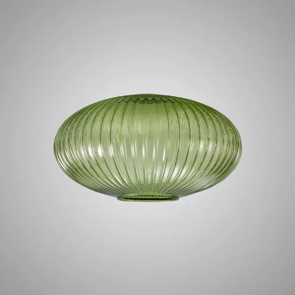 Epsom 30cm Oval Sphere Ribbed Glass (G), Green
