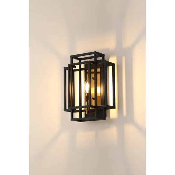 Petworth Wall Lamp 1 Light E14, Black Gold