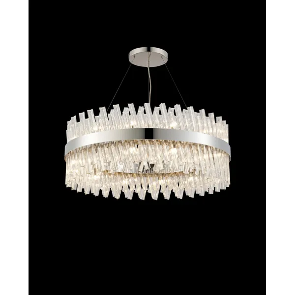 Polished Nickel Clear 80cm Pendant Light 24 G9 Lamp Holders