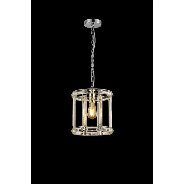 Woolwich Round Drum Pendant Semi Ceiling, 1 Light E27, Polished Nickel