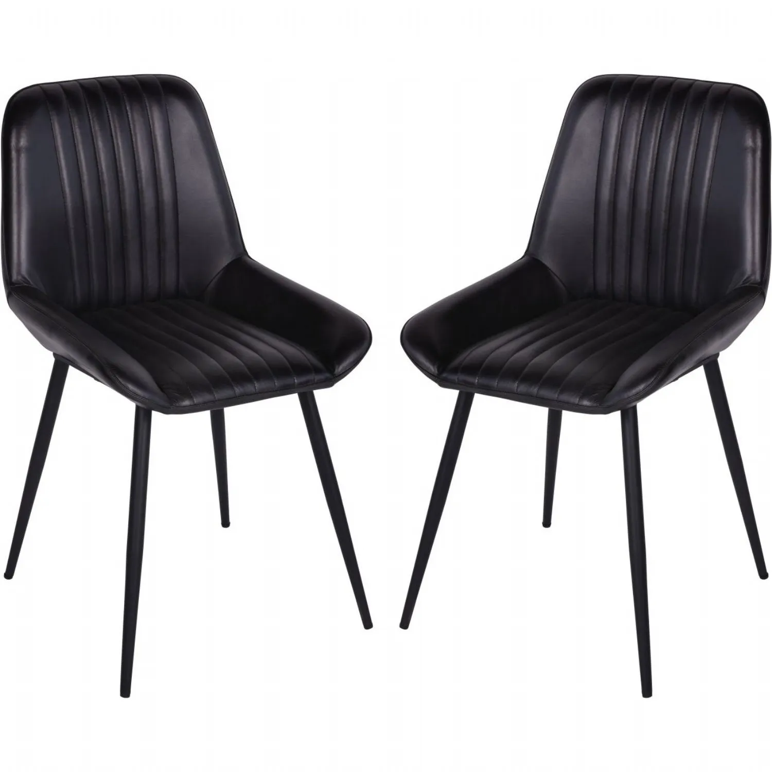 Pair of Pembroke Leather Dining Chairs in Charcoal