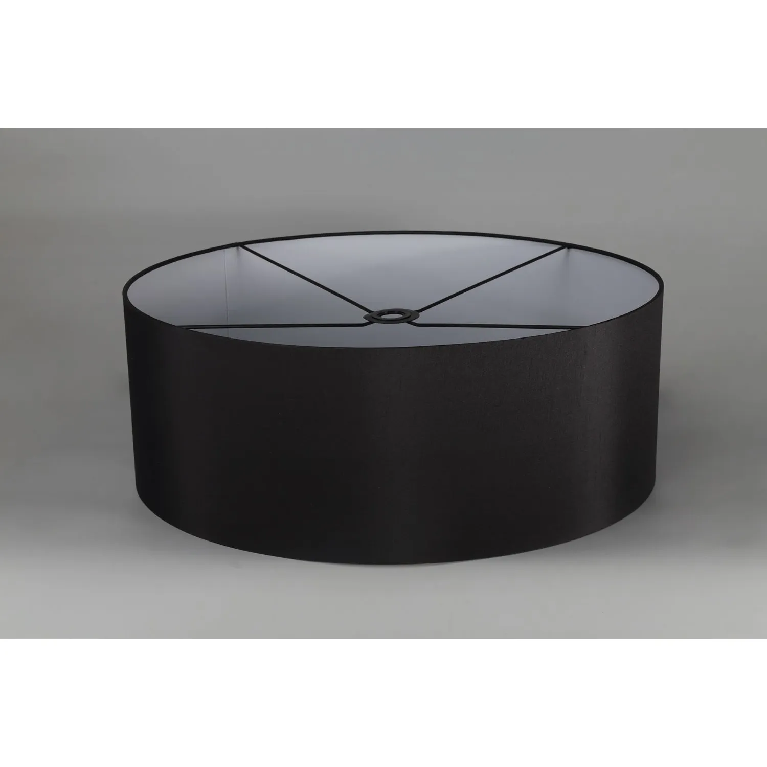 Sigma Round Cylinder, 600 x 220mm Faux Silk Fabric Shade, Black White Laminate