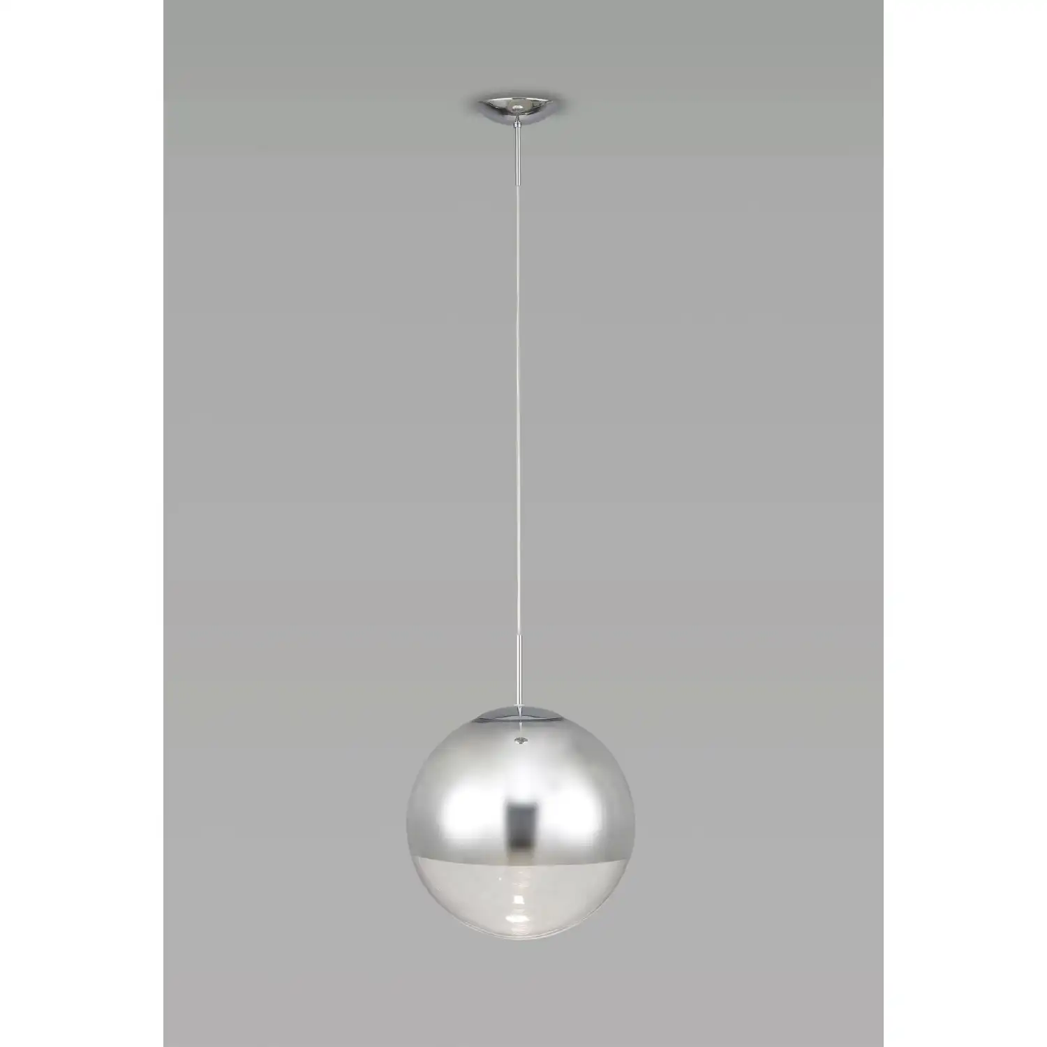 Miranda Small Ball Pendant 1 Light E27 Polished Chrome Suspension With Mirrored Clear Glass Globe
