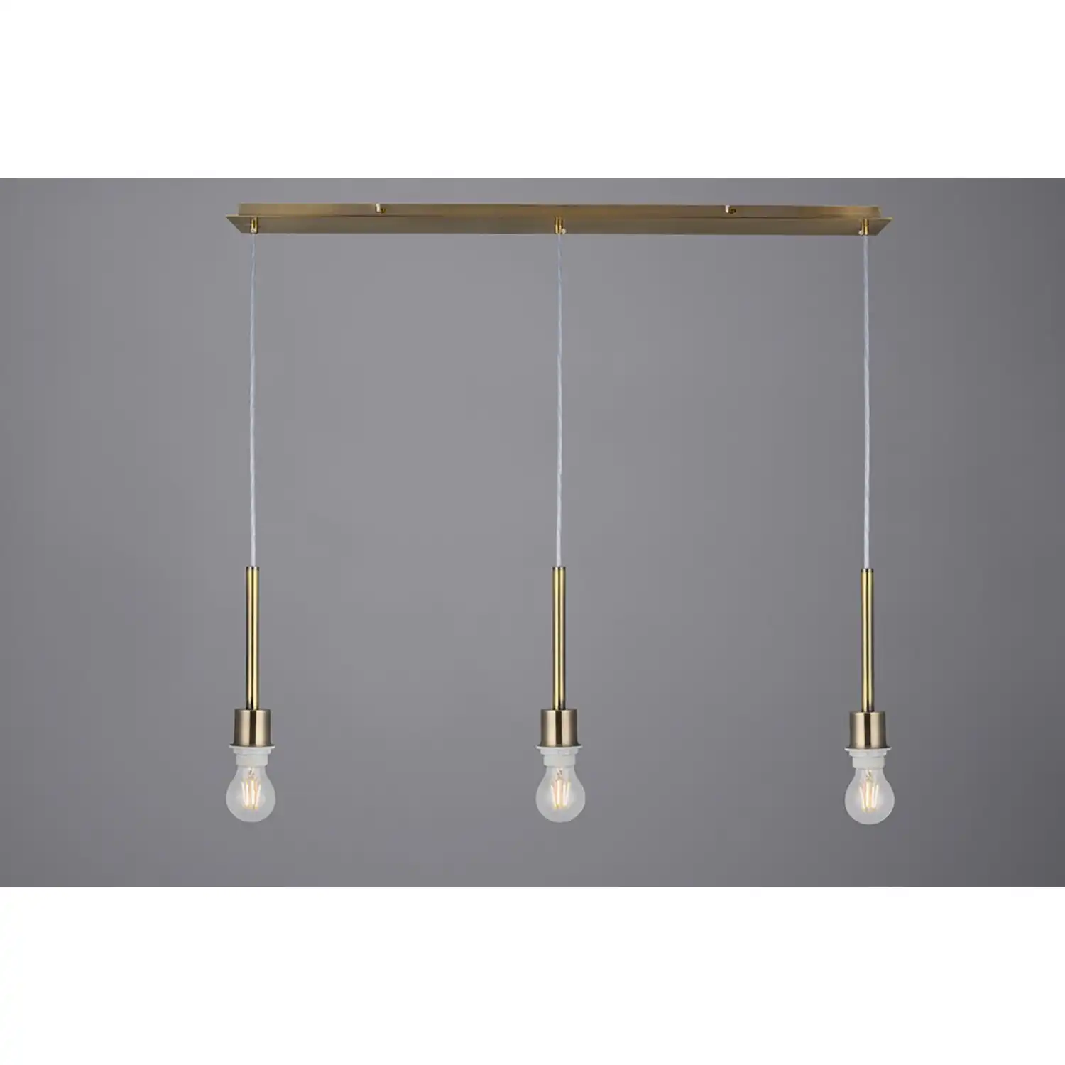 Baymont Antique Brass 3 Light E27 Universal 3m Linear Pendant, Suitable For A Vast Selection Of Shades
