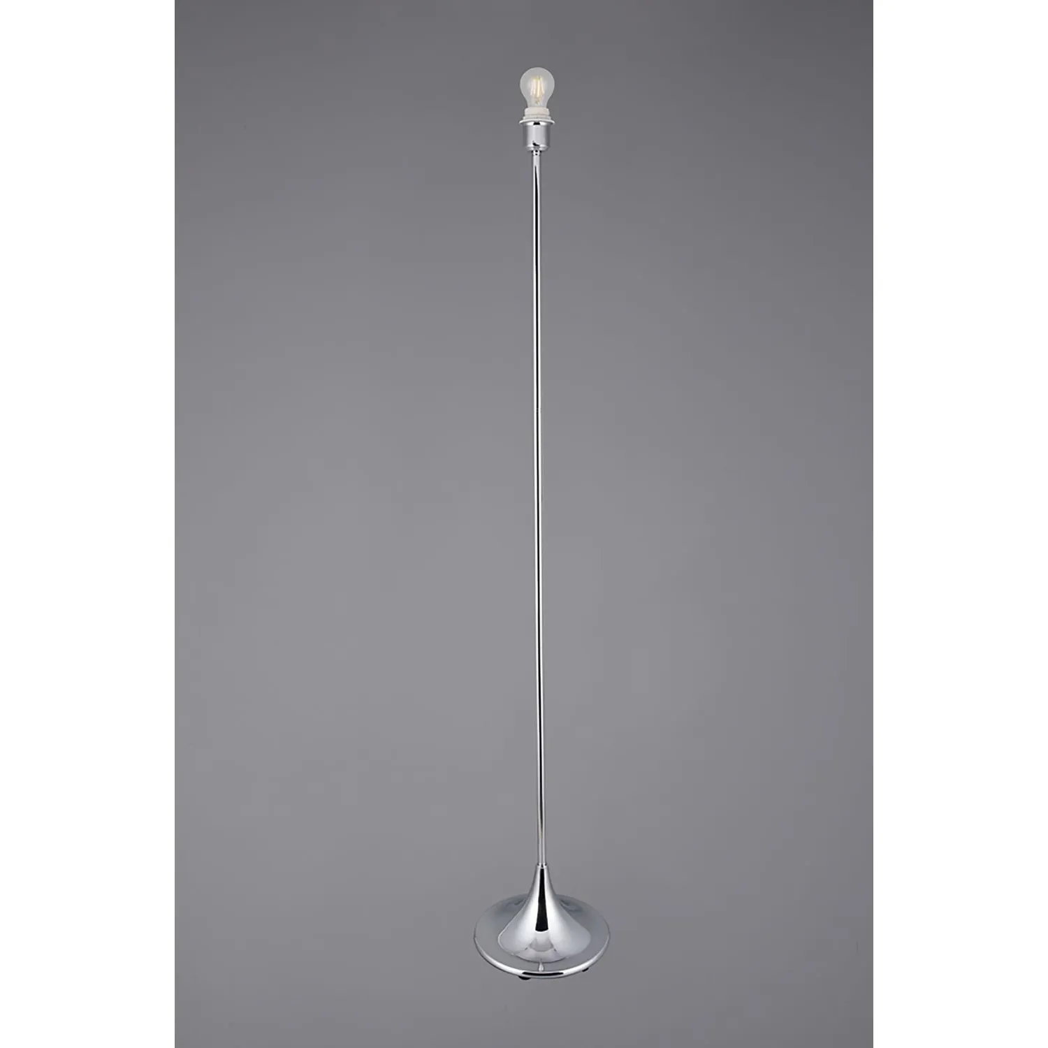 Crowne Round Curved Base Floor Lamp Without Shade, Inline Switch, 1 Light E27 Polished Chrome