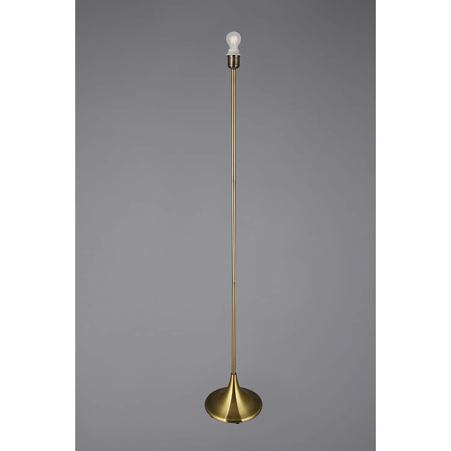 Crowne Round Curved Base Floor Lamp Without Shade, Inline Switch, 1 Light E27 Antique Brass
