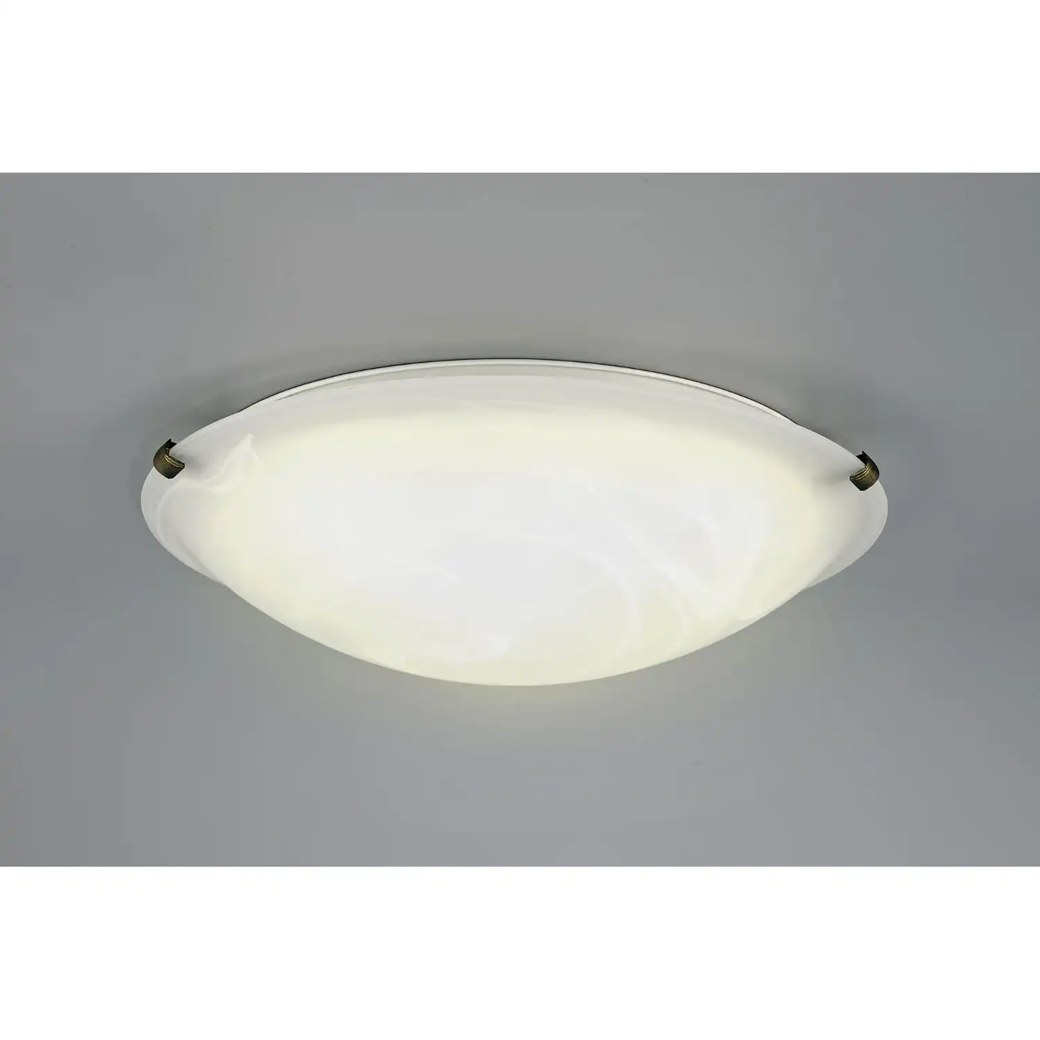 Chester 3 Light E27 Flush Ceiling 400mm Round, Black Gold With Frosted Alabaster Glass