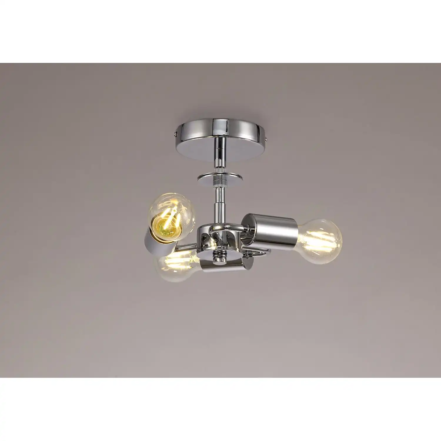 Baymont Polished Chrome 3 Light E27 Universal Drop Flush Ceiling Fixture, Suitable For A Vast Selection Of Shades
