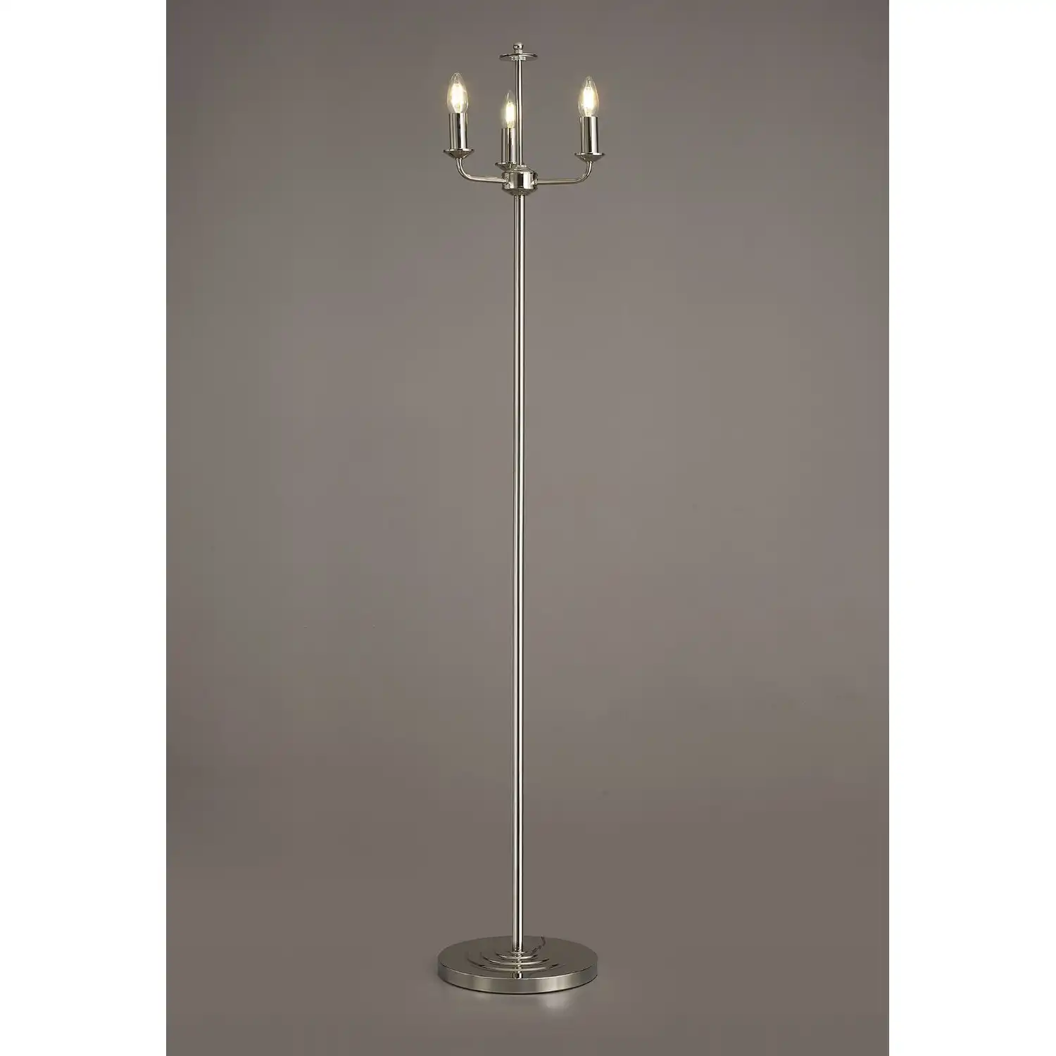 Banyan 3 Light Switched Floor Lamp Without Shade, E14 Polished Nickel