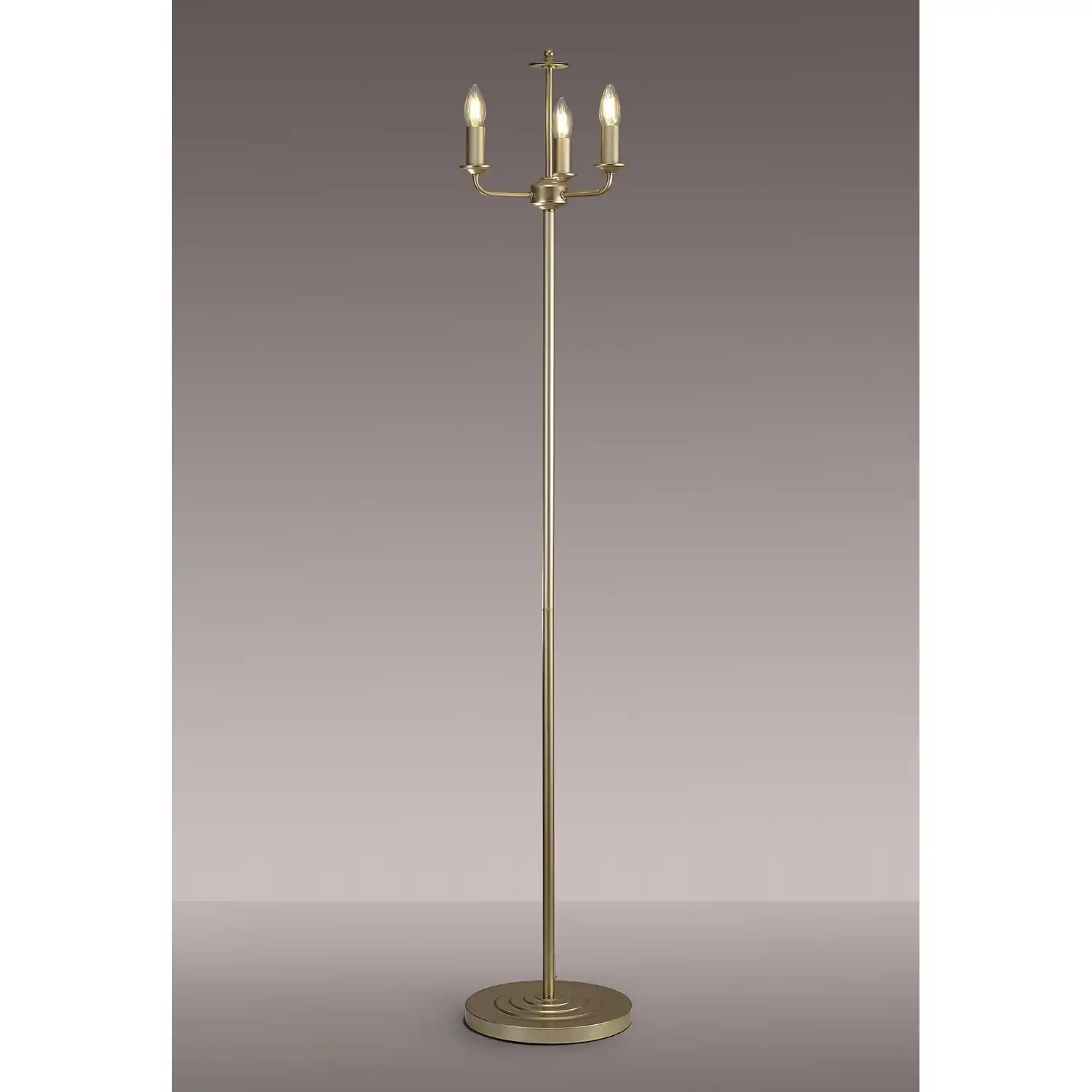 Banyan 3 Light Switched Floor Lamp Without Shade, E14 Painted Champagne Gold