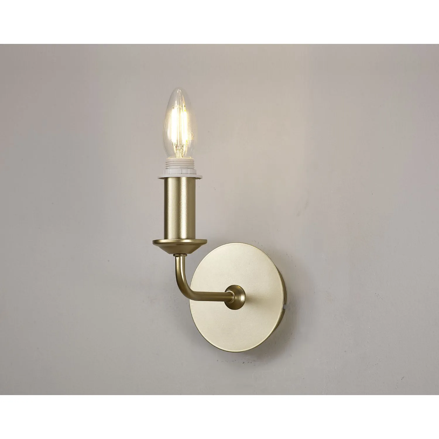 Banyan 1 Light Switched Wall Lamp Without Shade, E14 Painted Champagne Gold