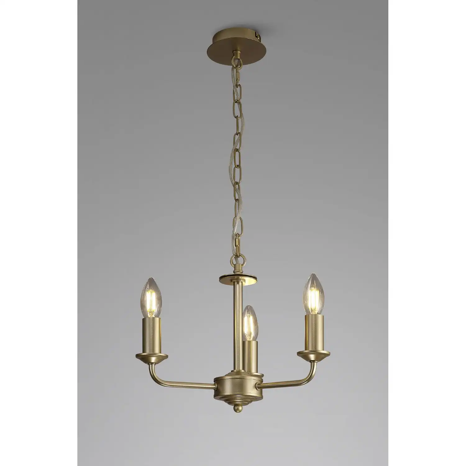 Banyan 3 Light Multi Arm Pendant Without Shade, c w 1.5m Chain, E14 Painted Champagne Gold