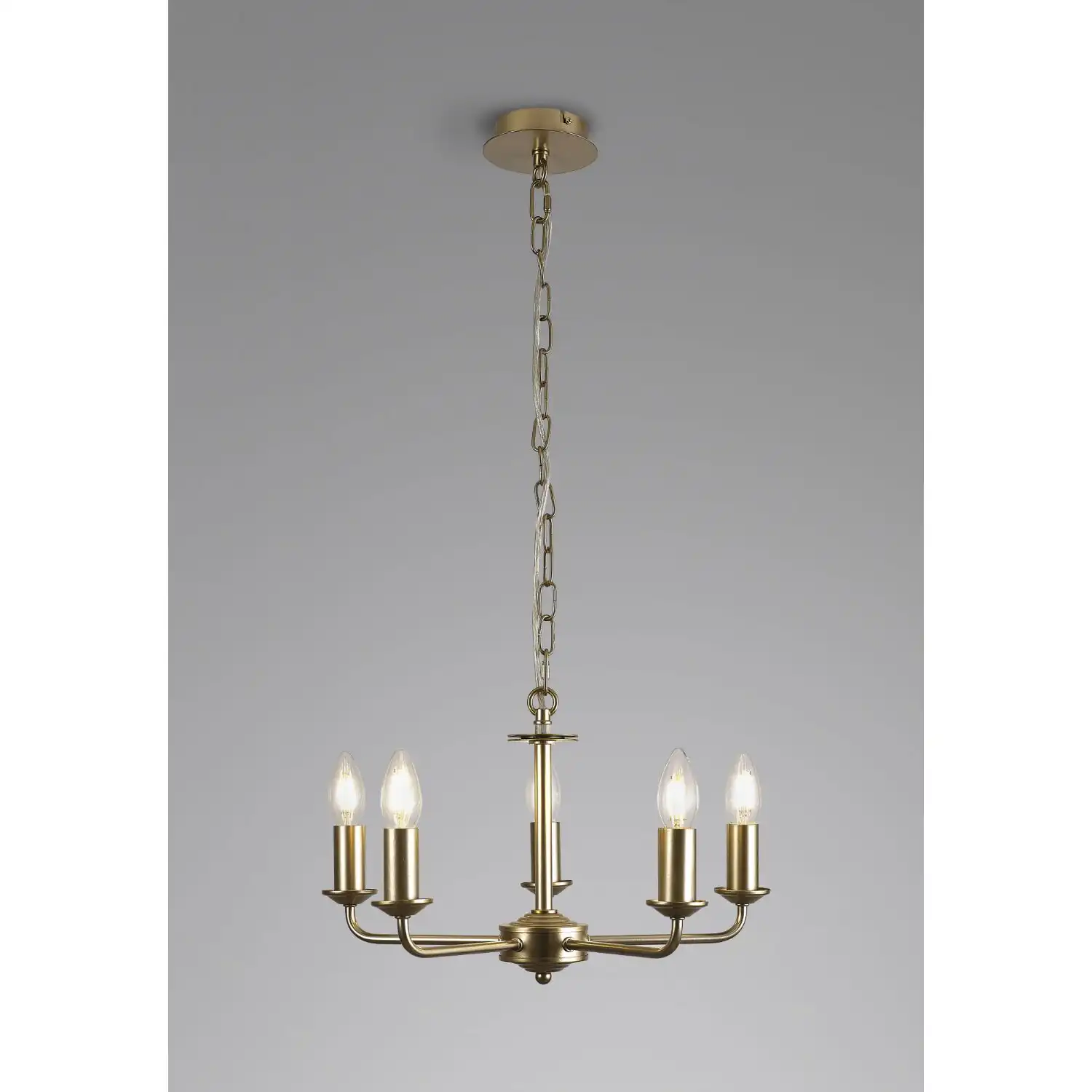 Banyan 5 Light Multi Arm Pendant Without Shade, c w 1.5m Chain, E14 Painted Champagne Gold