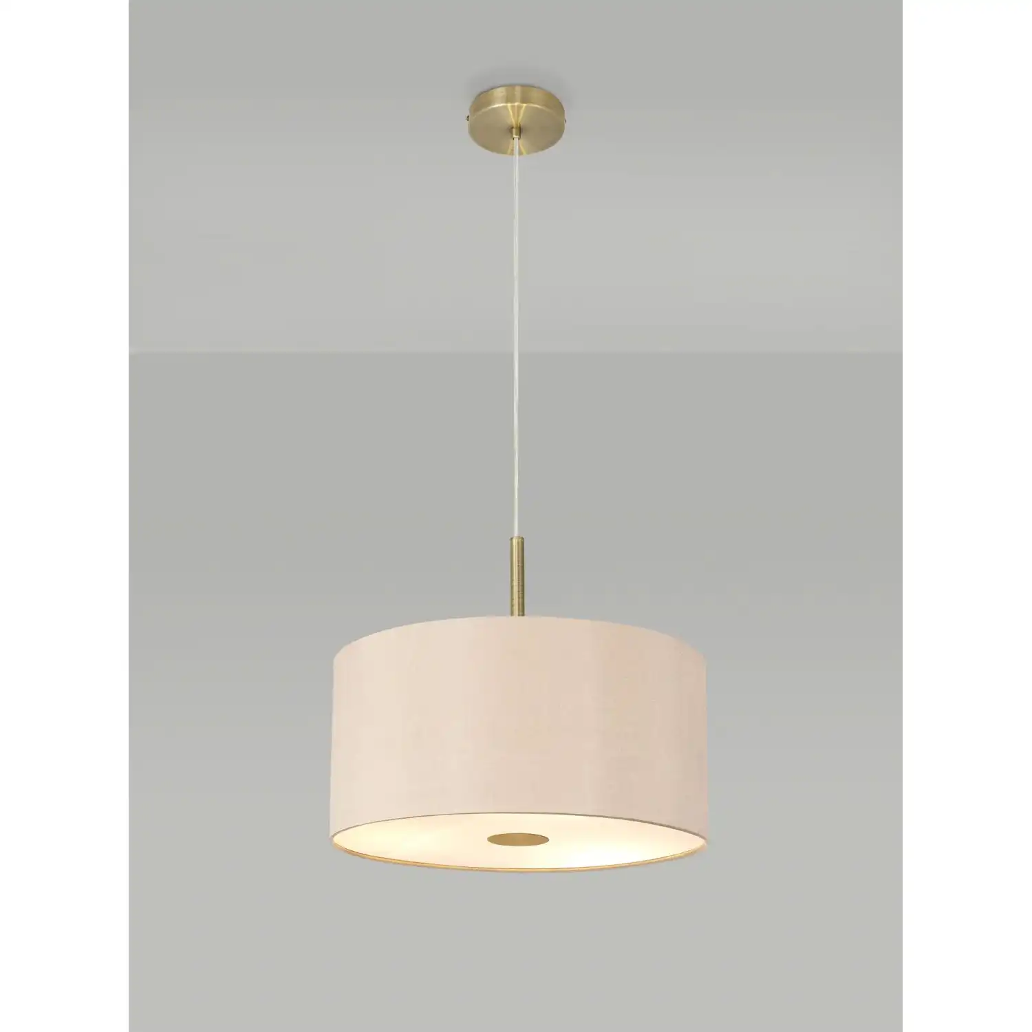 Baymont Antique Brass 3m 5 Light E27 Single Pendant c w 400mm Dual Faux Silk Shade, Antique Gold Ruby And 400mm Frosted AB Acrylic Diffuser