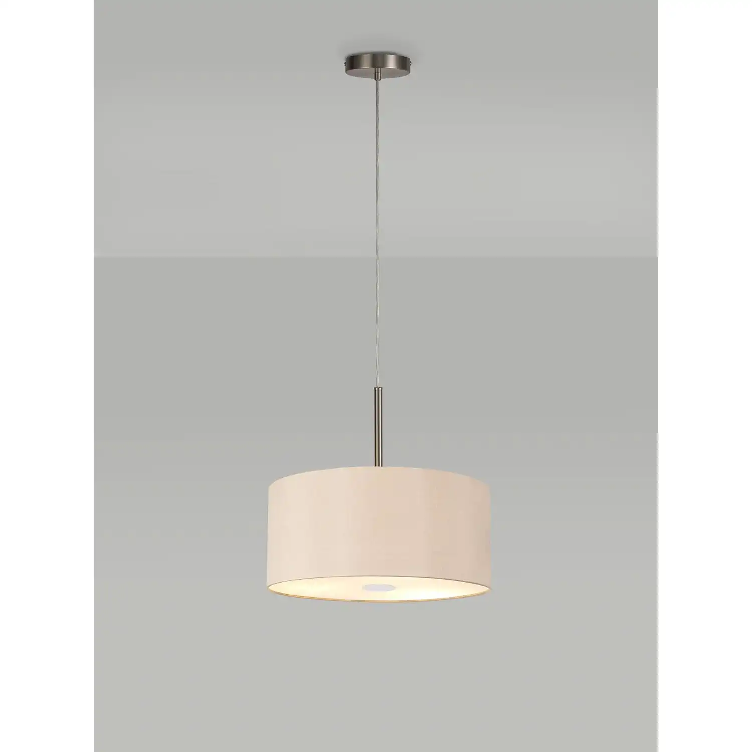 Baymont Satin Nickel 3m 5 Light E27 Single Pendant c w 400mm Dual Faux Silk Shade, Antique Gold Ruby And 400mm Frosted SN Acrylic Diffuser