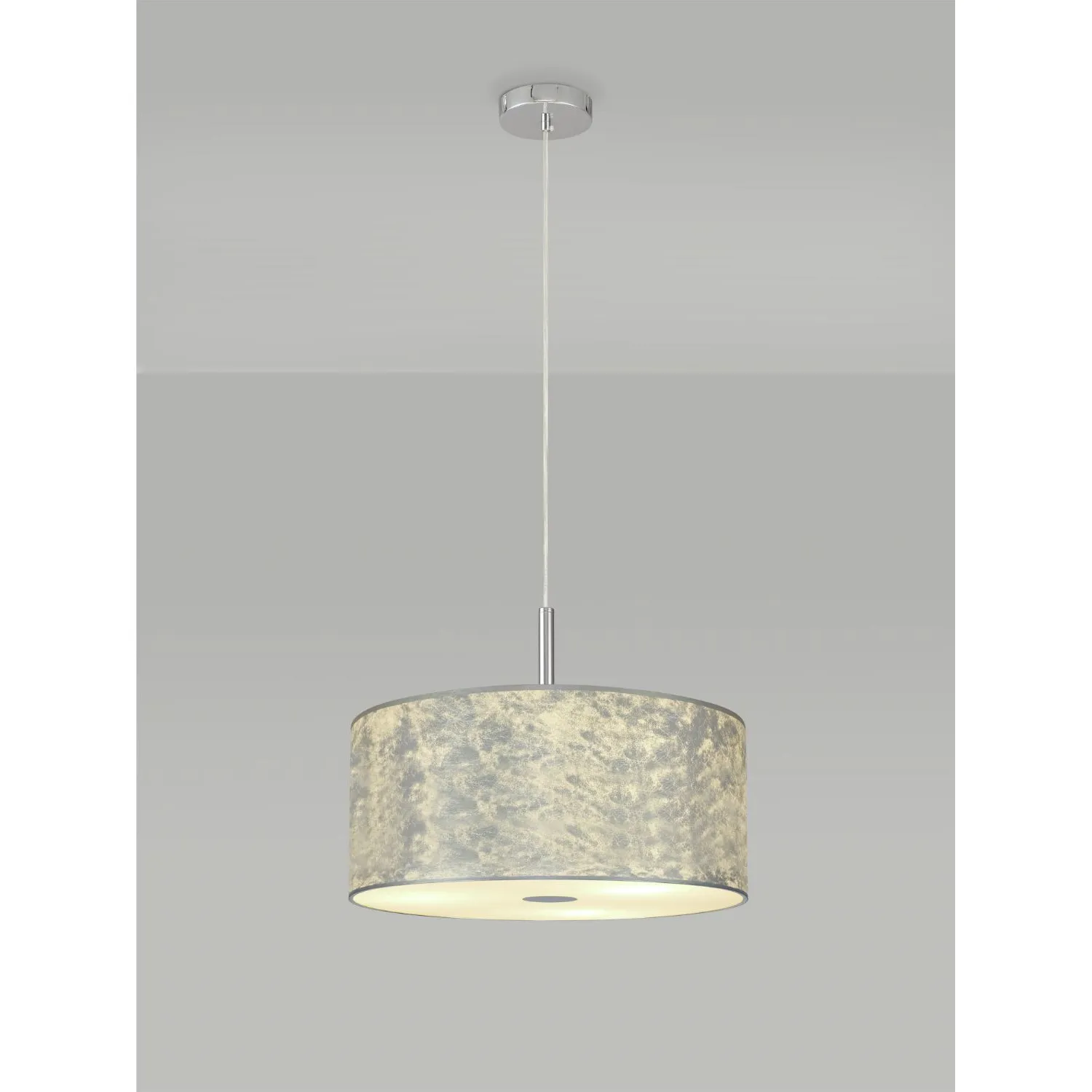 Baymont Polished Chrome 3m 3 Light E27 Single Pendant With 400mm Silver Leaf Shade With Frosted Acrylic Diffuser With Polished Chrome Centre