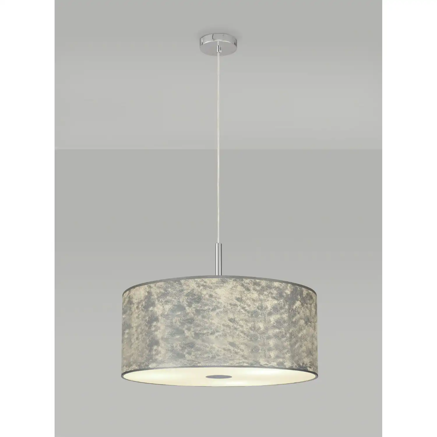 Baymont Polished Chrome 3m 5 Light E27 Single Pendant With 600mm Silver Leaf Shade With Frosted Acrylic Diffuser With Polished Chrome Centre