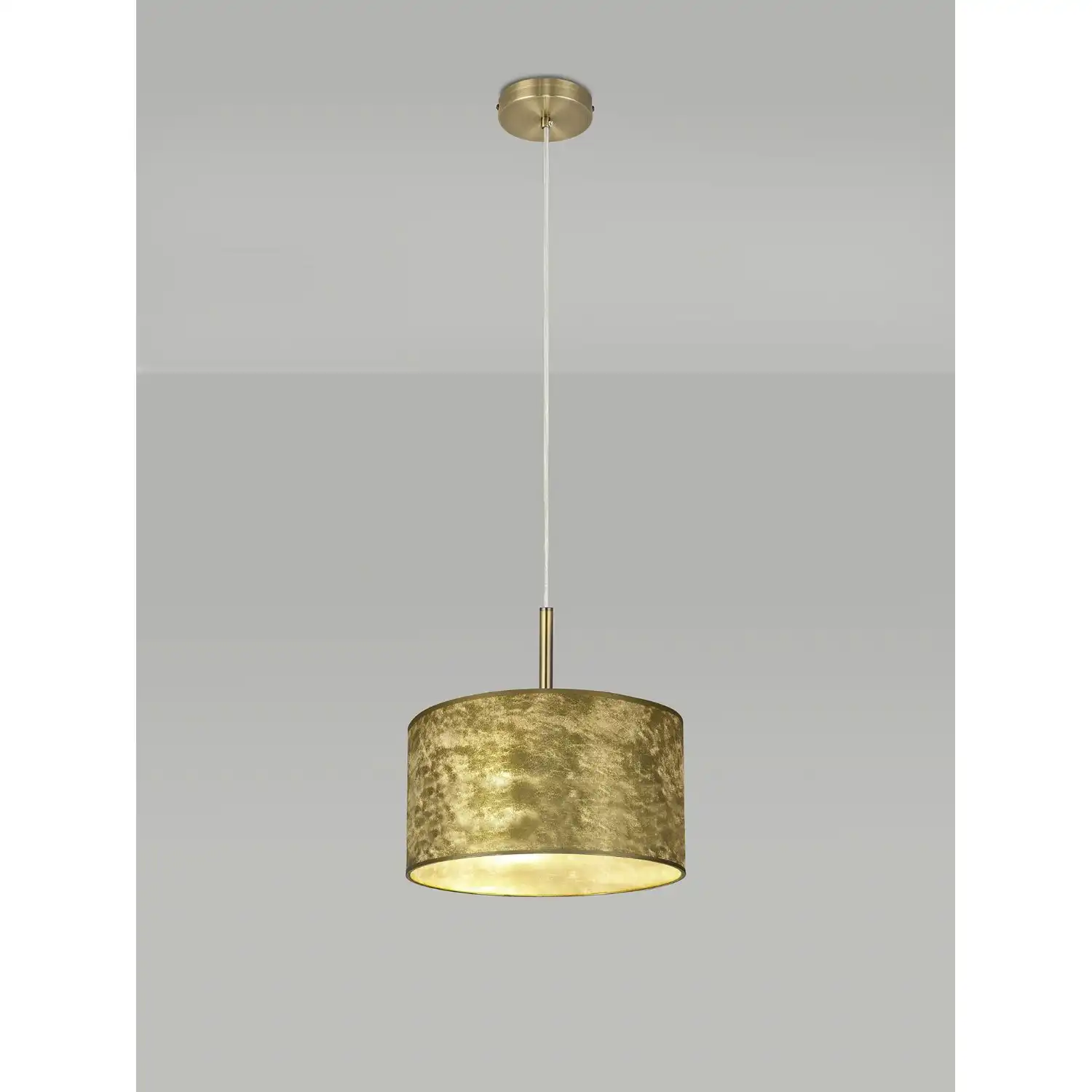 Baymont Antique Brass 1 Light E27 3m Single Pendant With 300mm Gold Leaf Shade