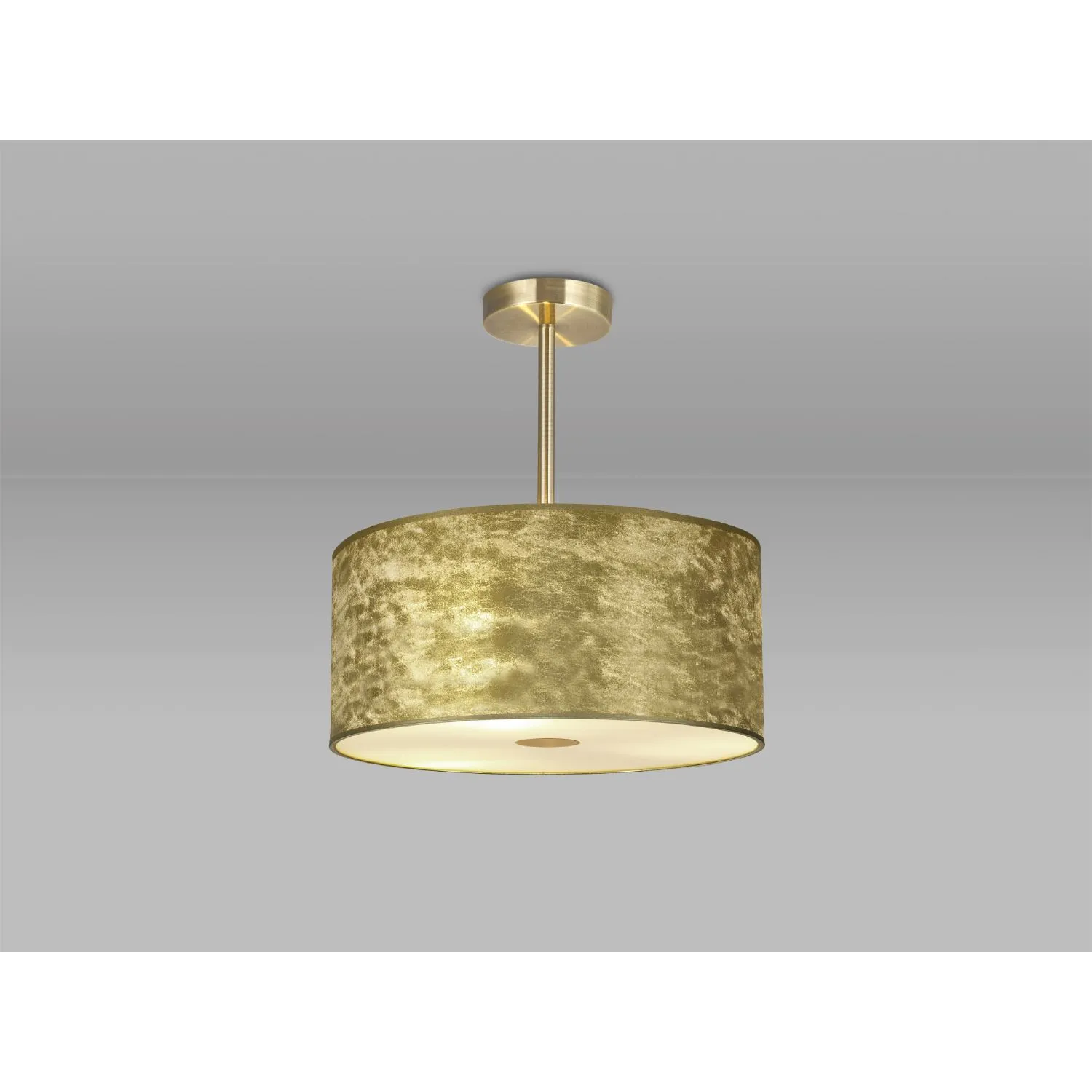 Baymont Antique Brass 3 Light E27 Semi Flush Fixture With 400mm Gold Leaf Shade With Frosted Acrylic Diffuser With Antique Brass Centre