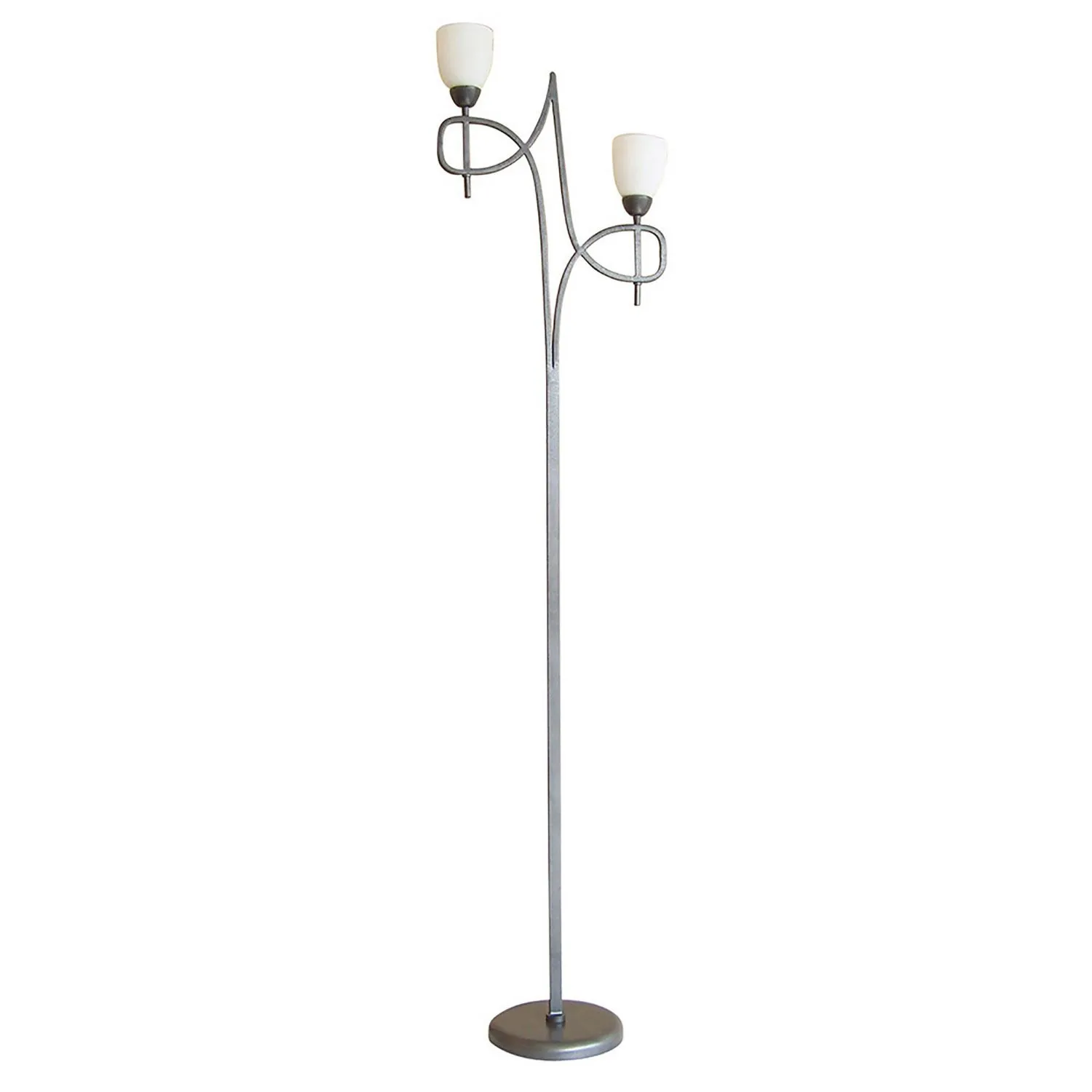 San Marino Floor Lamp With In Line Dimmer 2 Light E14 Tex Pewter Opal Glass, NOT LED CFL Compatible