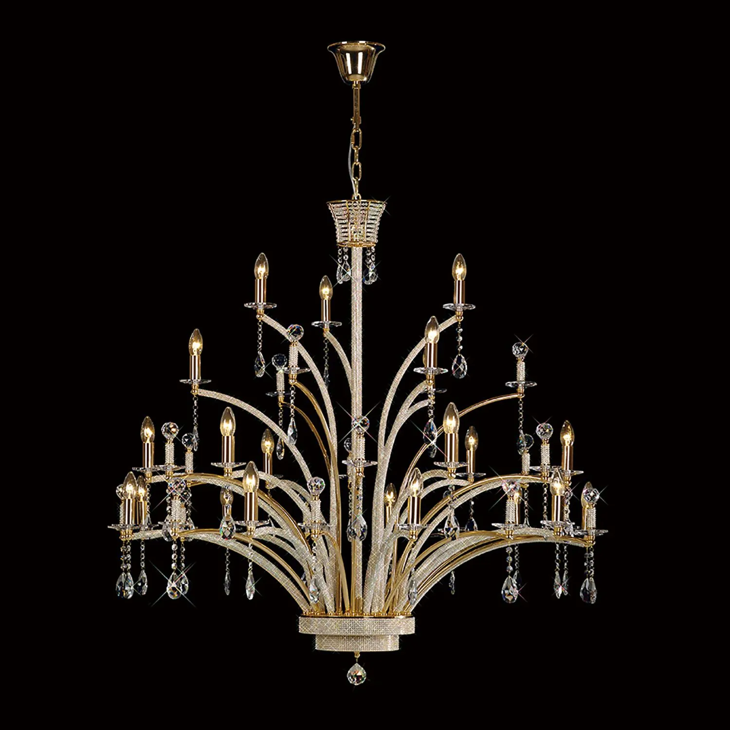 Orlando Pendant 21 Light E14 French Gold Crystal (Pallet Shipment Only), (ITEM REQUIRES CONSTRUCTION CONNECTION) Item Weight: 30kg