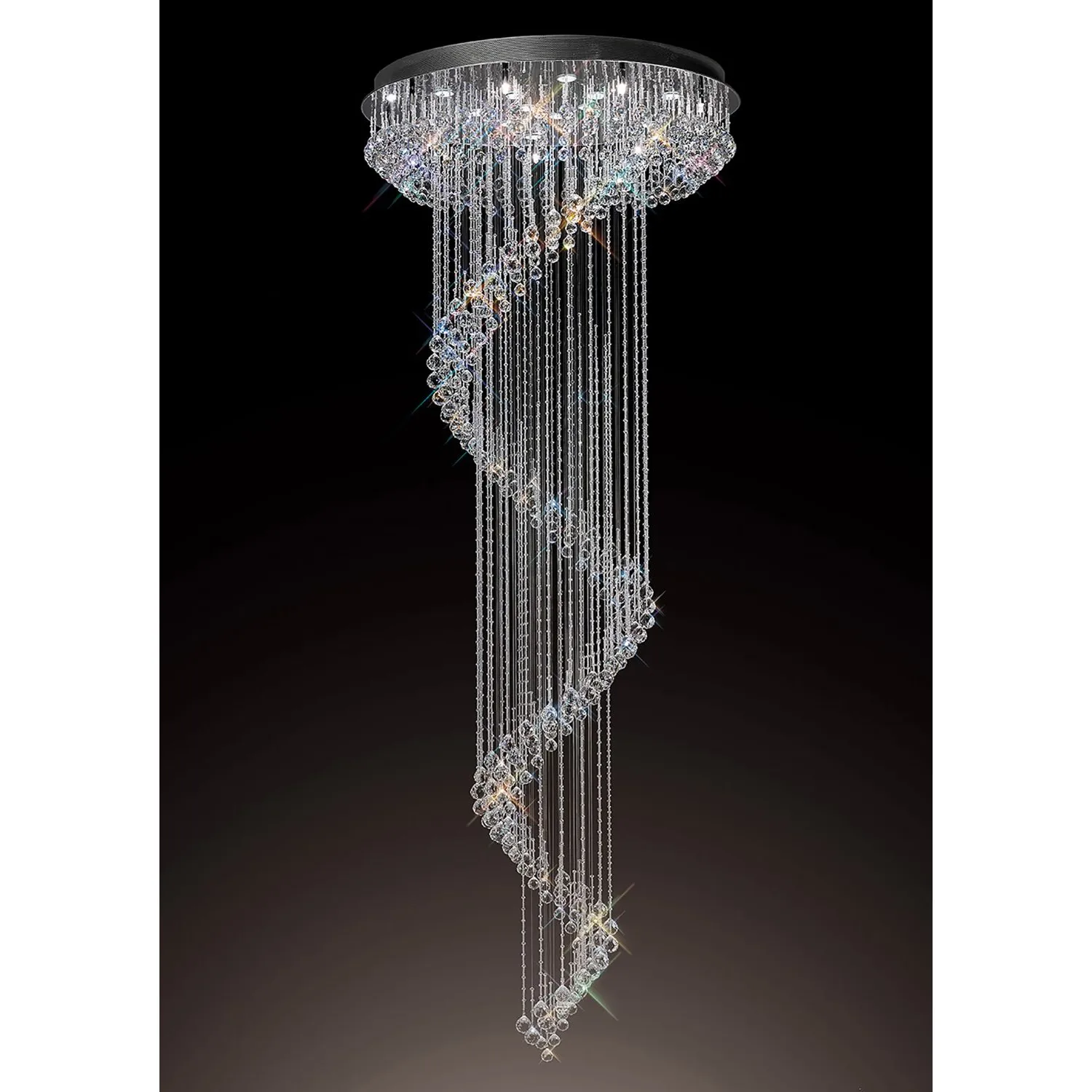 Colorado Pendant Multi Spiral 24 Light Polished Chrome Crystal (Pallet Shipment Only, Additional Charges May Apply.) Item Weight: 33.8kg