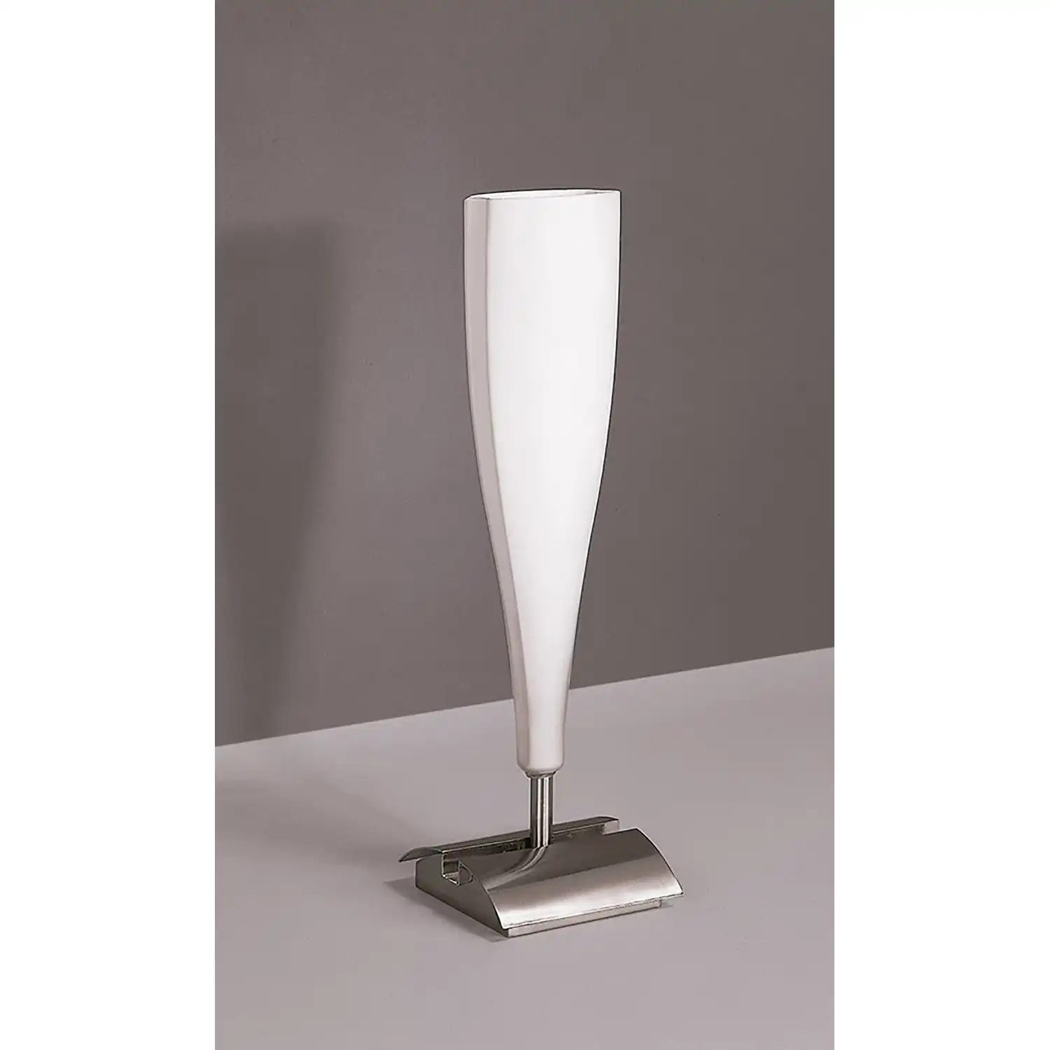 Java Table Lamp Small 1 Light E14, Satin Nickel Frosted White Glass