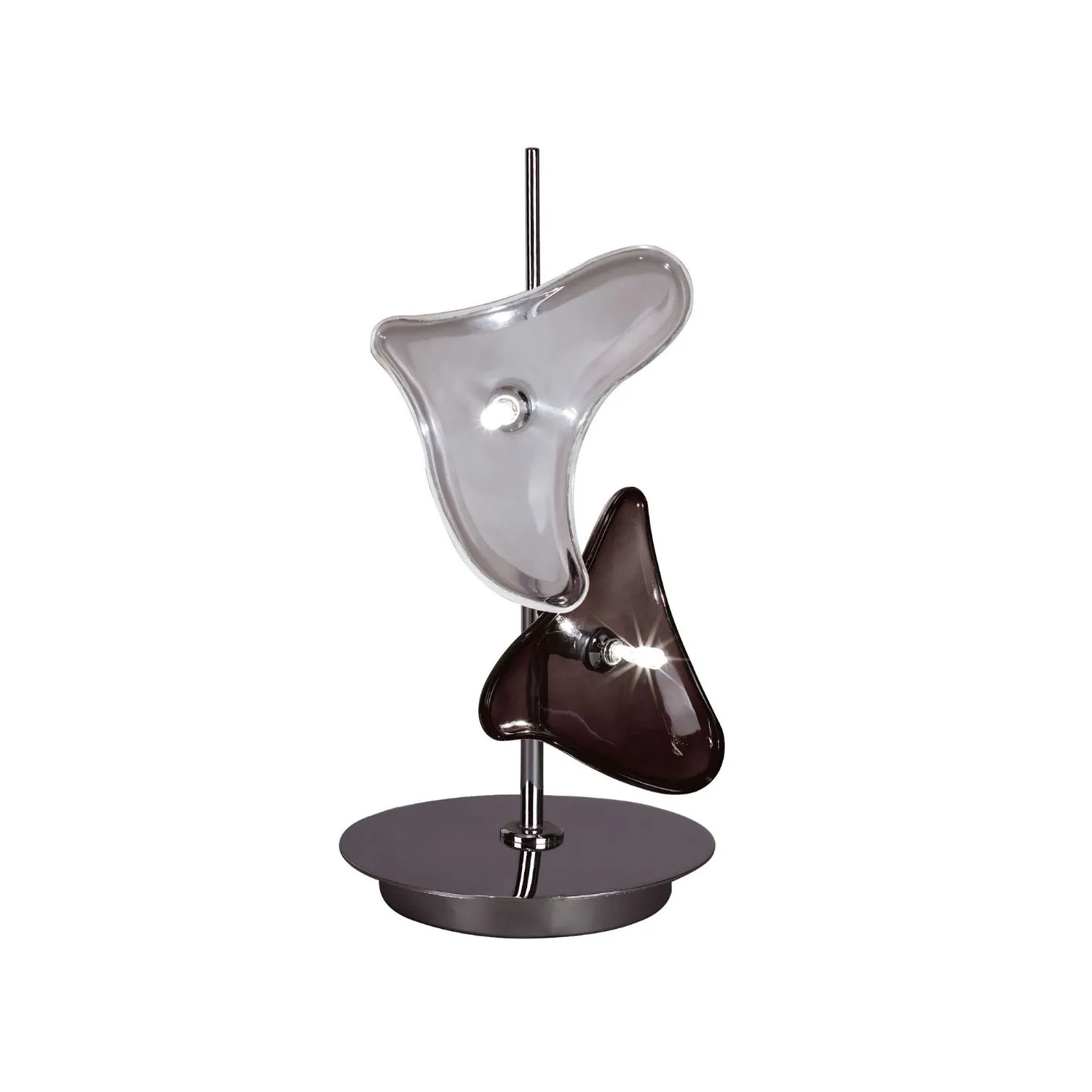 Otto Table Lamp 2 Light G4, Polished Chrome Frosted Glass Black Glass, NOT LED CFL Compatible