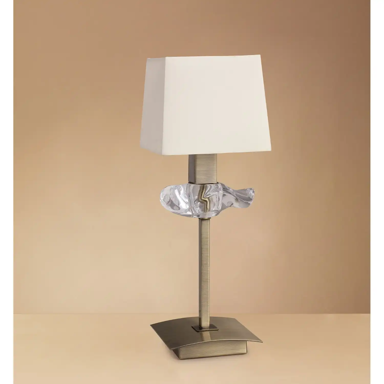 Akira Table Lamp 1 Light E14, Antique Brass With Cream Shade