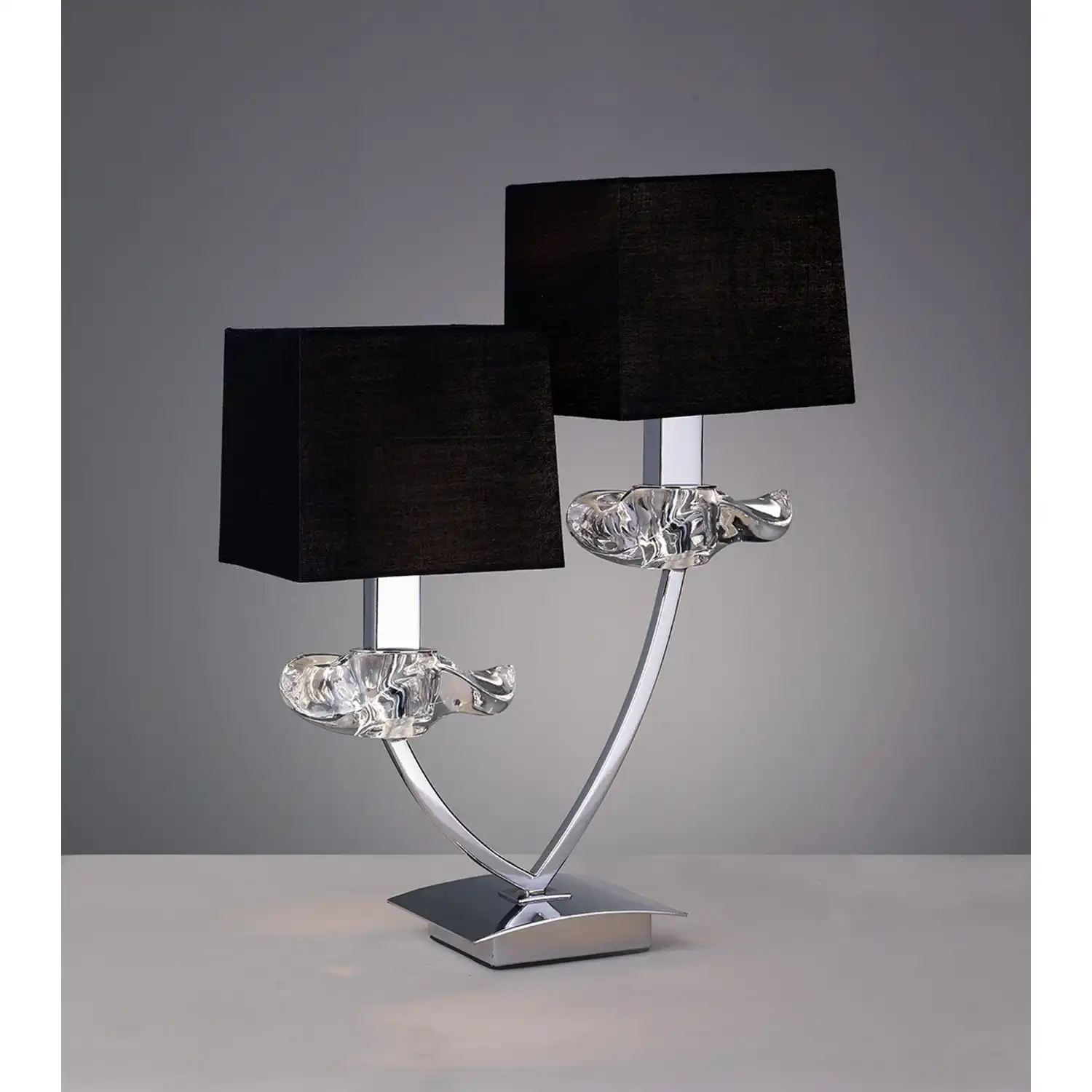 Akira Table Lamp 2 Light E14, Polished Chrome With Black Shades