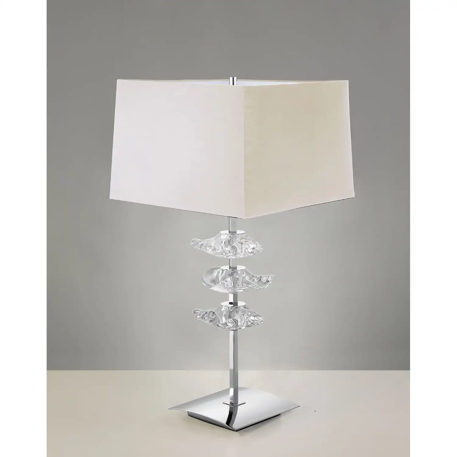 Akira Table Lamp 2 Light E27, Polished Chrome With Cream Shade